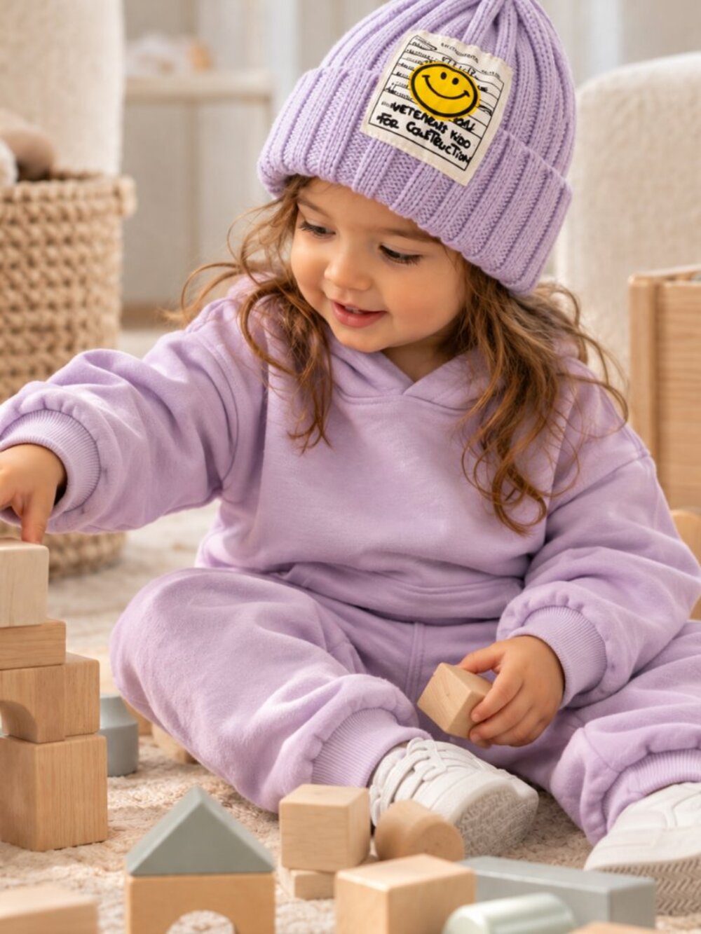 Lavender Smiley Face Beanie